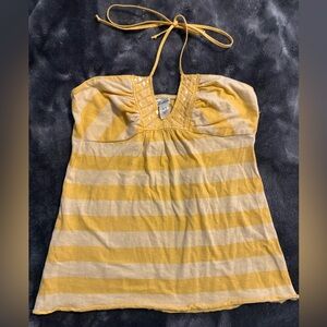 Hollister tie halter top. Size XS. Yellow and light yellow striped
